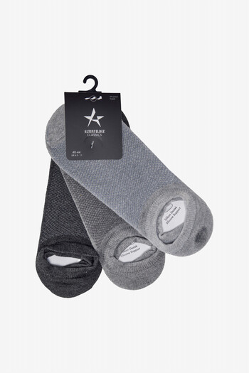 ALTINYILDIZ CLASSICS Men's Anthracite-Grey 3-Pack Silicone Supported Sneaker Socks