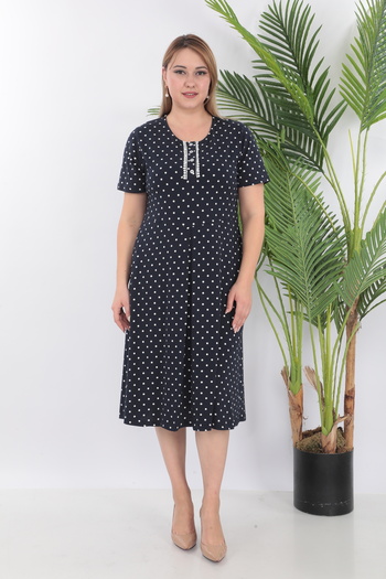 STELLETO Polka Dot Buttoned Collar Summer Modal Dress
