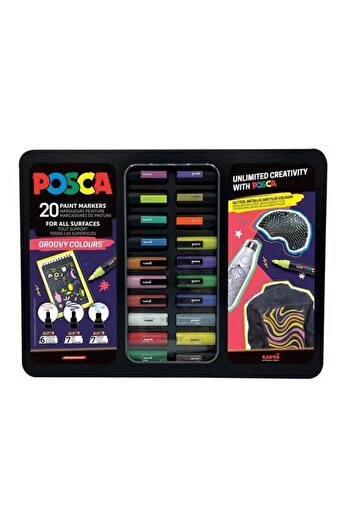 POSCA Set 20 marke in cutie metalica - Groovy