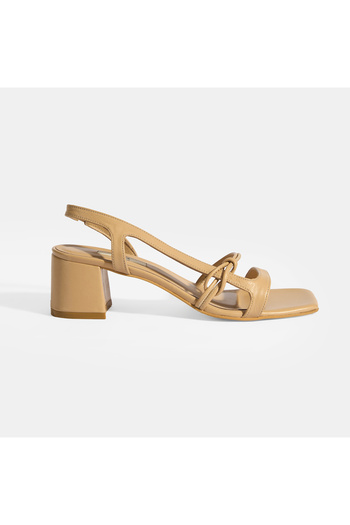 Desa Women's Nude Heeled Leather Sandals