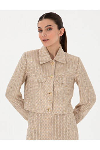 Pierre Cardin Beige Crop Top Jacket 50300056-Vr011