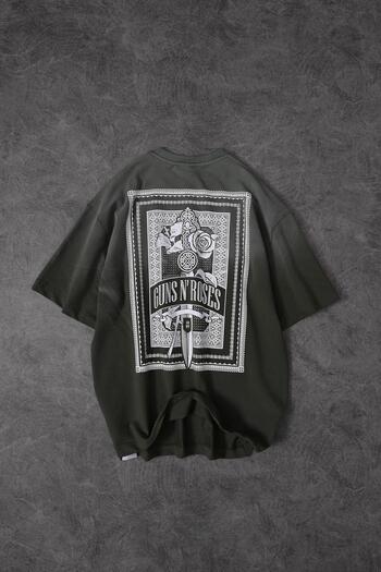 Slatra Ανδρικό μπλουζάκι με στάμπα χακί Gun Roses Oversize