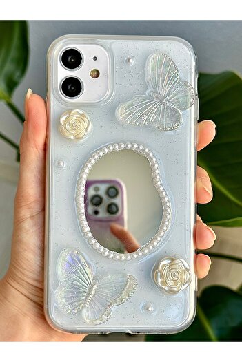 Go Aksesuar Iphone 11 Uyumlu 3d Oyuncak Aynalı Kelebek Tasarımlı Yumuşak Silikon Kılıf