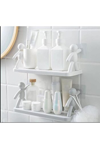 Hayveys home Man Model Multi-Purpose Shelf Organizer with Strong Adhesivebathroom Kitchen Organizer Stand