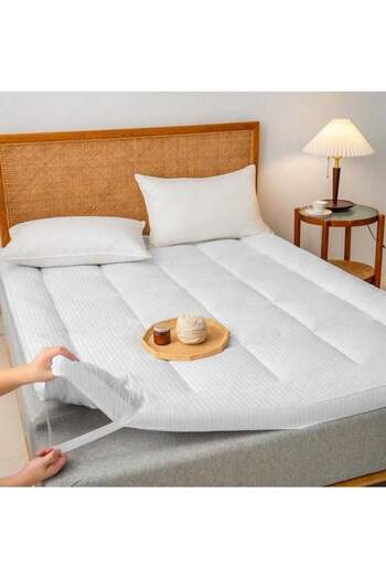 Comfy WHITE HOTEL QUALITY 180X200X7 HYPOALLERGENIC COTTON MATTRESS TOPPER WITH FIBER FILLING