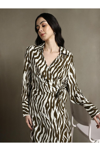 Dennis Lingo By Styli Abstract Printed Wrap Dress