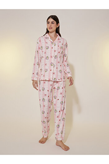 Take Two By Styli All-Over Print Long Sleeve Shirt and Pyjama Set