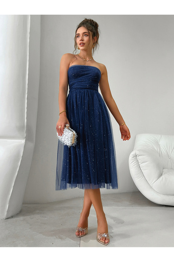 Diva By Styli Off Shoulder Mesh A-Line Midi Dress