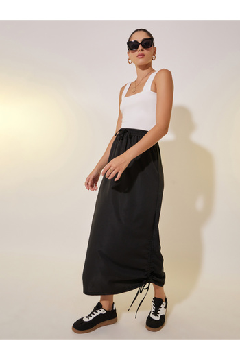 Take Two By Styli Solid High Rise Midi Skater Skirt