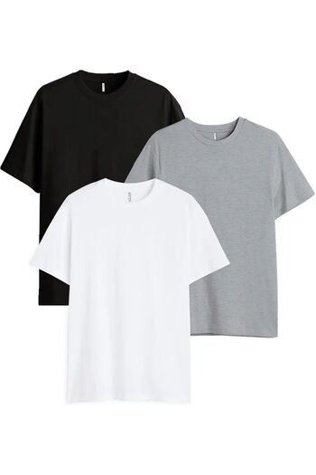 woonkey UNISEX ΜΑΥΡΟ ΛΕΥΚΟ ΜΠΛΕ ΣΕΤ 3 ΜΟΝΟ ΜΠΛΟΥΖΑ ΧΩΡΙΣ ΕΚΤΥΠΩΣΗ OVERSIZE