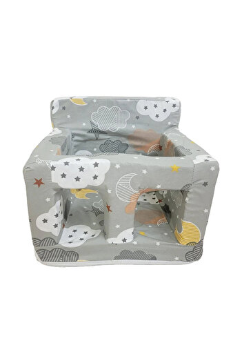 IQTENA Foam Baby Sitting Training Chair – Gray & Pink (Stars & Moon Design)