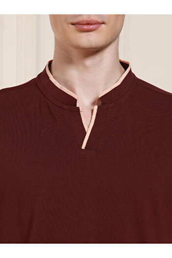 Dennis Lingo By Styli Mandarin Collar Short Sleeve T-Shirt
