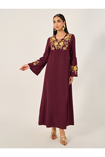 Take Two By Styli Maxi Embroidered Jalabiya Dress