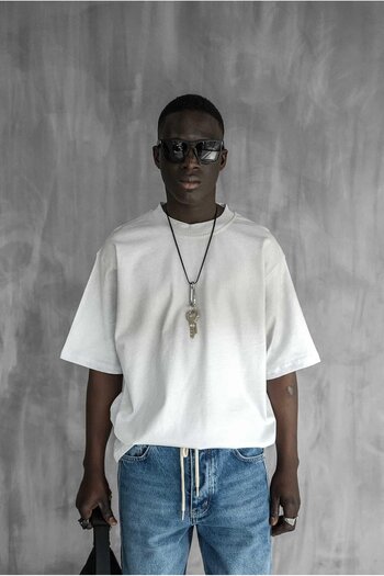 ablukaonline Ανδρικό T-Shirt Oversize - Λευκό Χρώμα Μεταβατικό