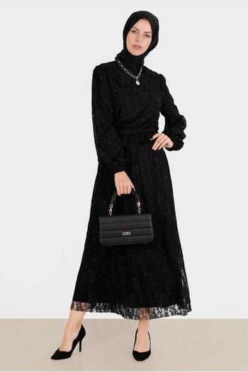 Alvina Lace and Belted Double Skirt Set - 42844
