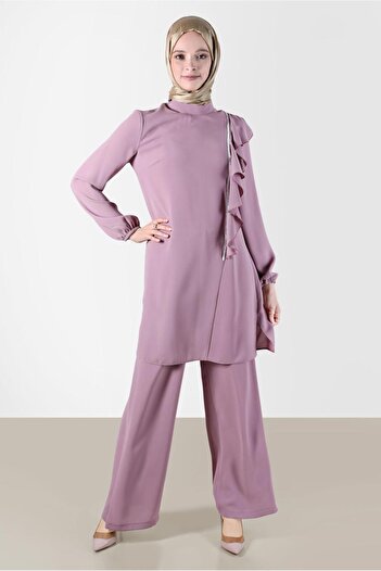 Alvina Flounced Stone Detailed Double Pants Set - 30275
