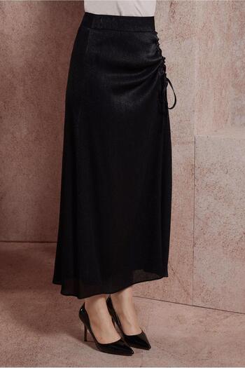 Alvina 60565 Model Satin Textured Wrap Skirt
