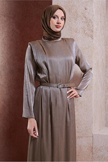 Alvina 44576 Model Belted Hijab Dress