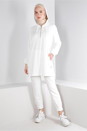 Alvina Hooded Zippered Tracksuit Tunic - 43307