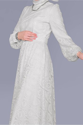 Alvina DANTELLİ  YUVARLAK YAKA ELBİSE 41662
