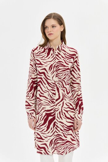 Esswaap Zebra Desenli Tunik  Bordo