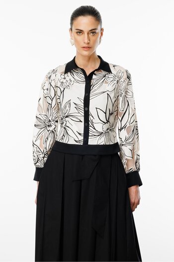 Moda İlgi Modailgi  Çiçek Desenli Organze Bomber Ceket Orijinal