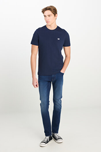 Lee Luke Slim Fit Вузький крій Нормальний пояс Вузькі штанини Бавовняні Еластичні Сині джинси Джинсові штани