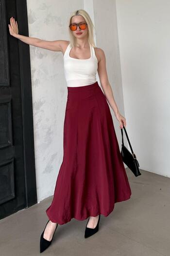 Madmext Burgundy Balloon Skirt Mg2319