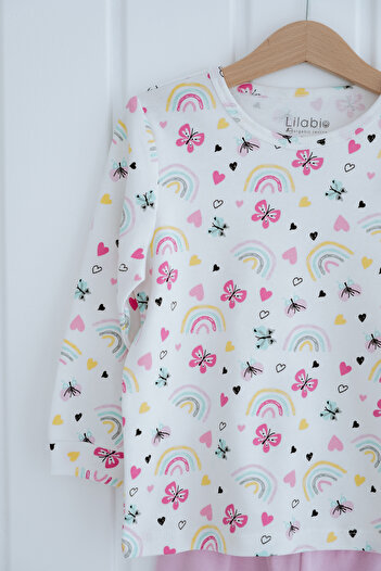 Lilabio %100 Pamuk Kelebekli Bebek Çocuk Pijama Takımı