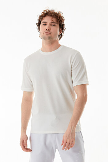 Fulla Moda Honeycomb Fabric Crew Neck T-Shirt