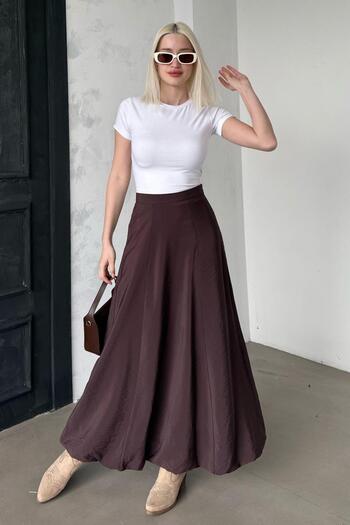 Madmext Brown Balloon Skirt - Mg2319