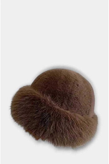 roseberry Brown Mongolian Feather Heart Winter Cool Women's Hat - R1046