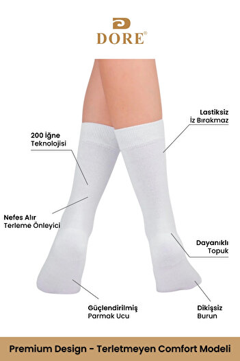 Dore Original Women's 5 Pairs Premium Cotton Comfort Model Seamless Durable Heel and Toe 4 Season Socks