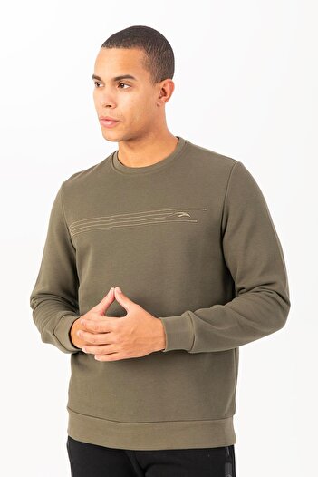 MARATON Comfort Men's Crew Neck Sleeves Light Khaki Sweatshirt 21836