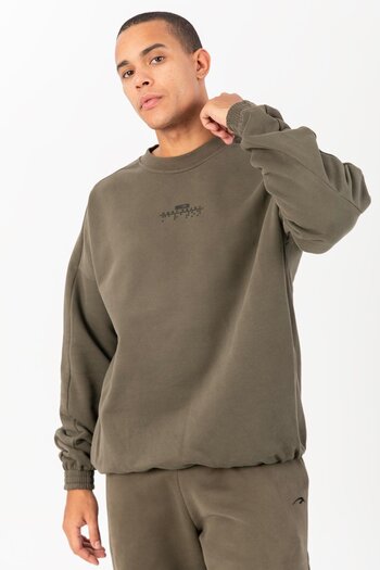MARATON Oversize Men's Crew Neck Long Sleeve Light Khaki Sweatshirt 21822