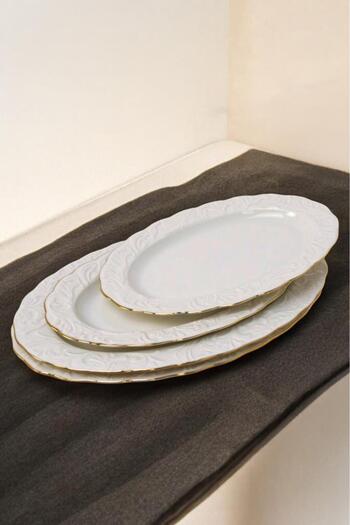 Digithome Rosen Porcelain Boat Plate Service Set 24 & 30 cm Rossen-24 Rossen-30 C320.045