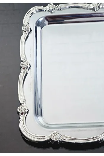 atabey home collection 6 Pcs Presentation Tray & Coffee & Tea Tray - Silver Tray Cast Silver Rose Framed