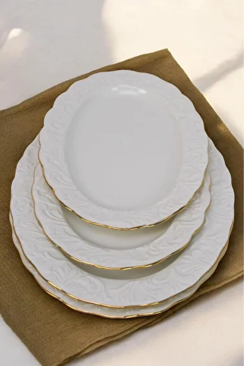 Digithome Rosen Porcelain Boat Plate Service Set 24 & 30 cm Rossen-24 Rossen-30 C320.045