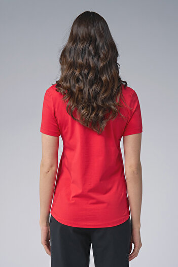 bilcee Women's Red Printed T-Shirt (Model: 4071)