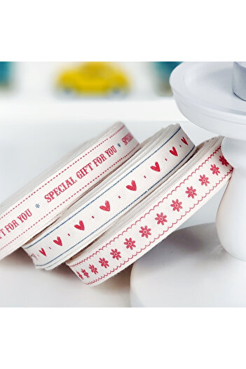 Bimotif Pamuk Şerit, Special Gift, 1.5 Cm 20 Metre
