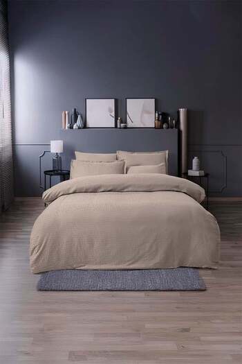 Altınbaşak Adelya Jacquard Satin Double Duvet Cover Set Beige (6 Pieces)