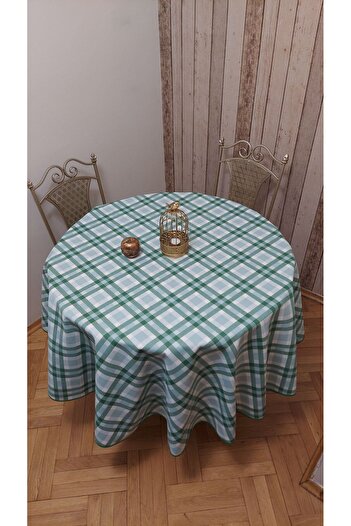 gonk Round, Plaid, Duck (Liquid Pusher, Stain Proof) Fabric, Tablecloth