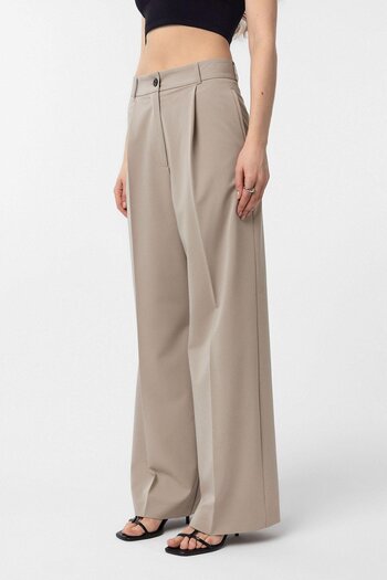 Antioch Beige Pleated Women's Trousers