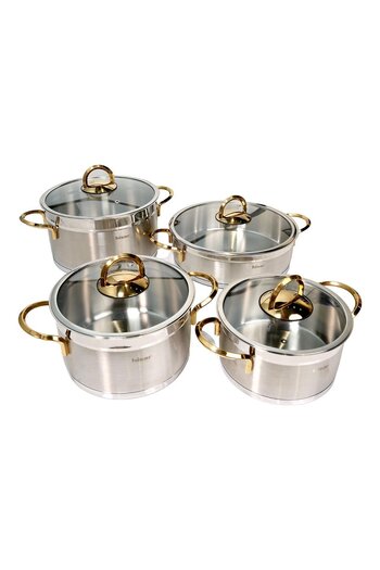 Hisar Orion Steel 8 Piece Cookware Set Gold