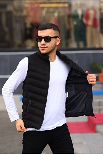 MODA FAVALLİ Ανδρικό φουσκωτό σουέτ γιλέκο New Season