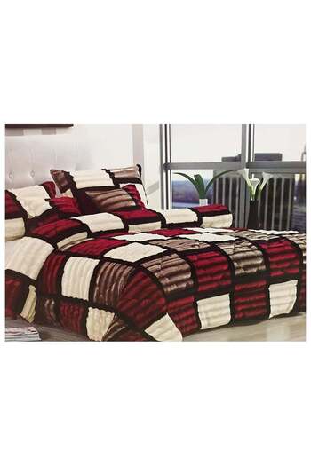 Comfy KING SIZE FAUX FUR 6 PIECE RED & BLACK CHECKERED COMFORTER SET