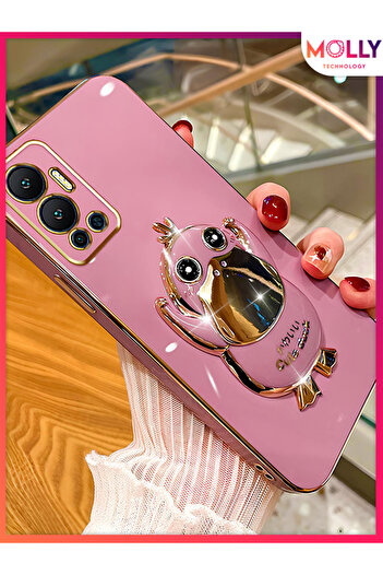 Molly Water Green Cute Duck Stand Edge Gold Detailed Luxury Silicone Case for Infinix Hot 12
