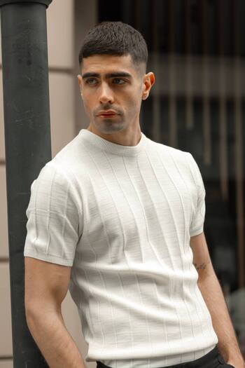 pepule Onurmen Premium Knitted Knitwear Tshirt with Collar Detail