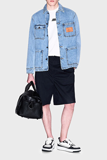 Armani Exchange Armani Exchage 100% βαμβακερό κανονικό μπλουζάκι με λογότυπο με λαιμόκοψη Ανδρικό T SHIRT XM 000754   AF13106 U