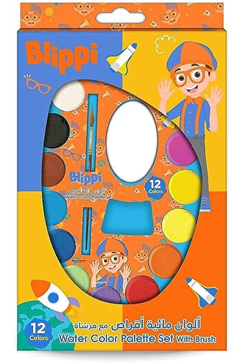Rainbow Max Blippi 12 Colors Watercolor Paint Set For Kids With Brush,Perfect For Art Classroom